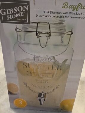 Gibson Home Glass Drink Dispenser in Clear with Wire Bail Lid